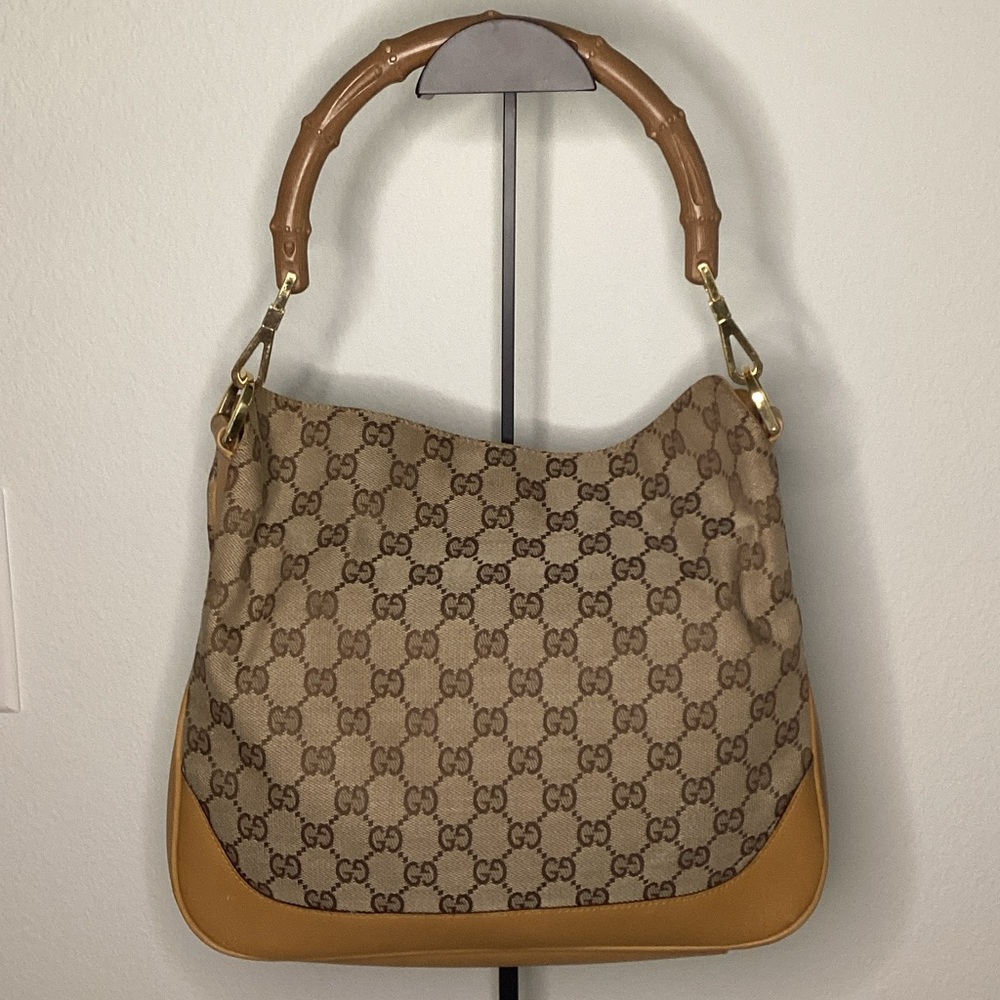 Gucci Tan and Brown Monogram Shoulder Bag - Picture 5 of 15